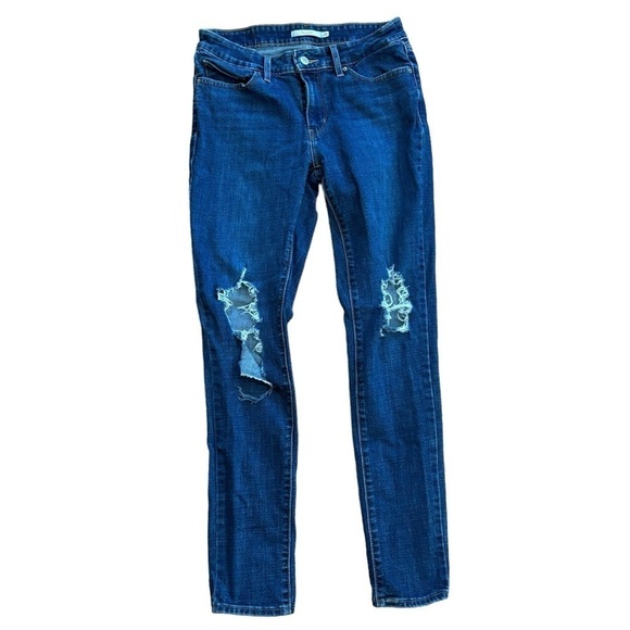 Levi’s 711 Skinny Distressed Blue Jeans Stretch Denim Classic Feminine Women/ 28 - Picture 5 of 16